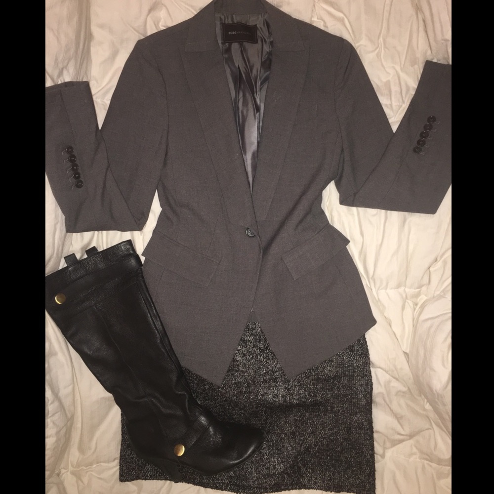 BCBG Grey Fitted Blazer